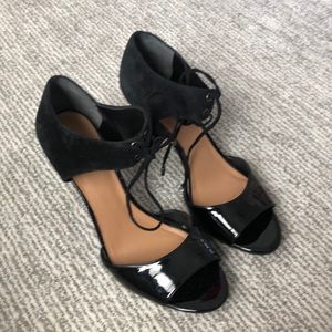 Women’s black leather heels